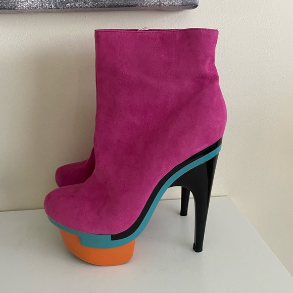 FRH FarenHeit  pink Platform Stiletto Ankle Boots - Picture 3 of 12